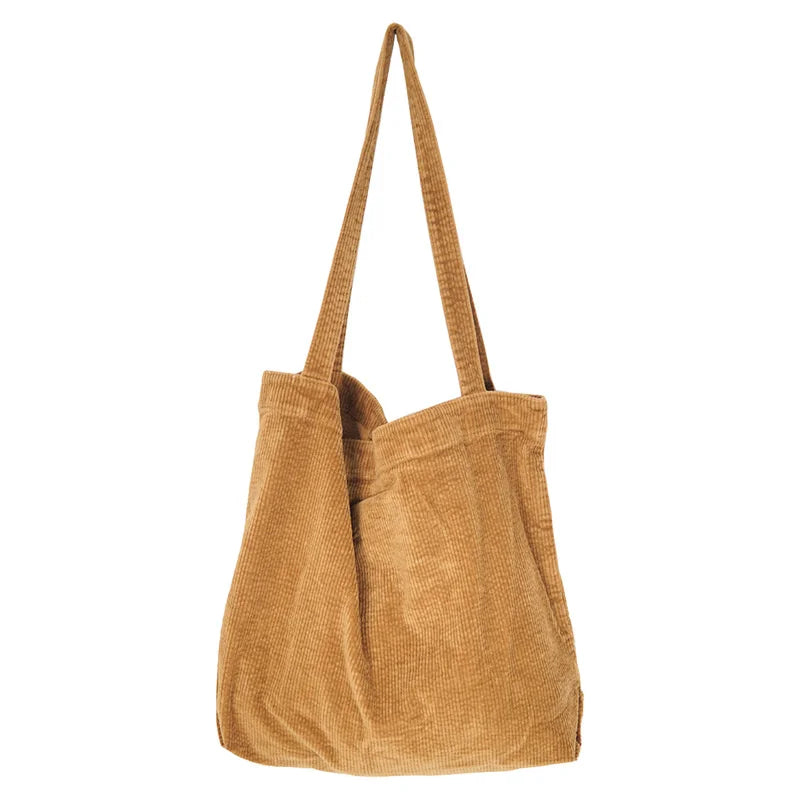 Corduroy Large Capacity Women's Handbag Shoulder Bag Style Leisure Shopping Bags