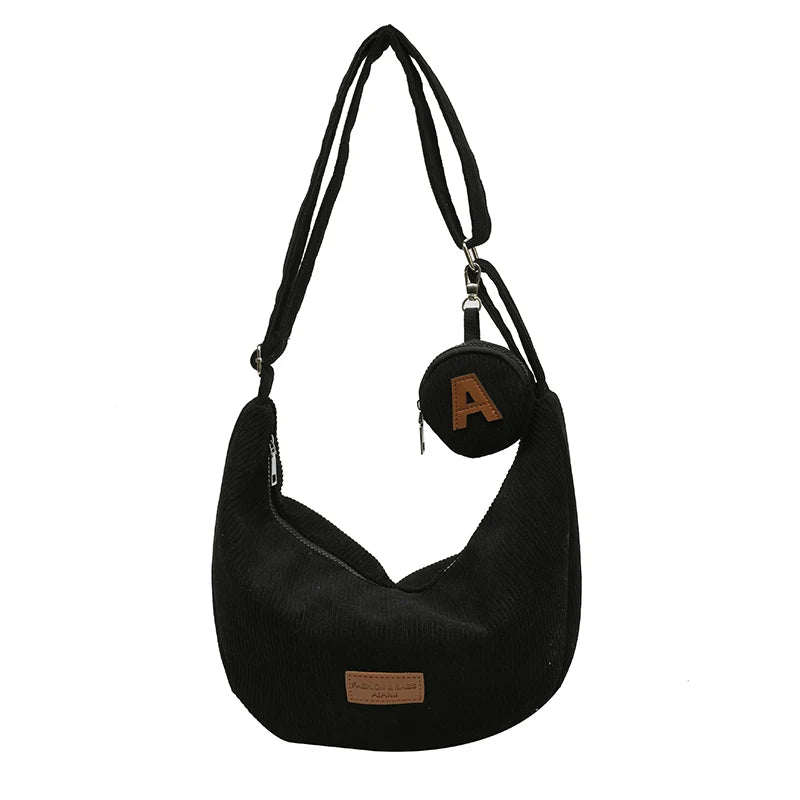 Corduroy Large Crossbody Bags for Women Casual Style Shopper Shopping Bag