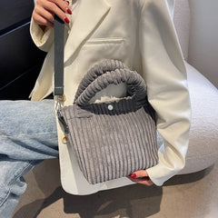 Corduroy Small Handbags Women Shoulder Crossbody Bags Bucket Bag