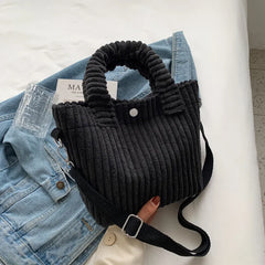 Corduroy Small Handbags Women Shoulder Crossbody Bags Bucket Bag
