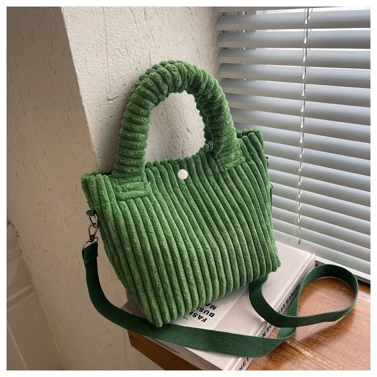 Corduroy Small Handbags Women Shoulder Crossbody Bags Bucket Bag