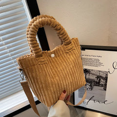 Corduroy Small Handbags Women Shoulder Crossbody Bags Bucket Bag