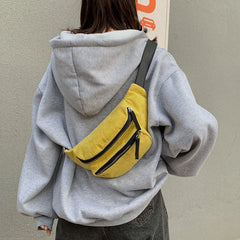 Corduroy Waist Bag Zipper Chest Bag for Women Men