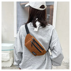 Corduroy Women Waist Bag Small Canvas Shoulder Crossbody Fanny Pack