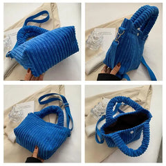 Corduroy Women's Bag Soft Handbags Totes Winter Casual Female Crossbody