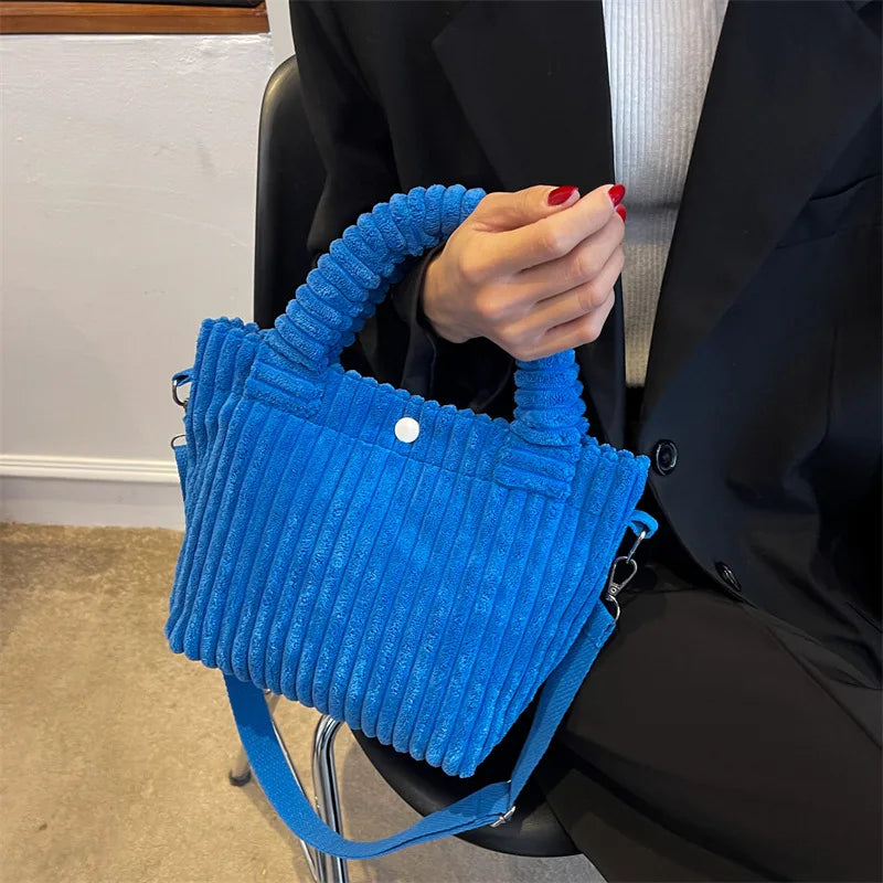Corduroy Women's Bag Soft Handbags Totes Winter Casual Female Crossbody