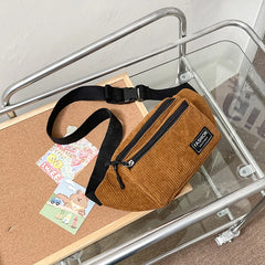 Corduroy Waist Bag Small Canvas Women's Shoulder Crossbody Fanny Pack