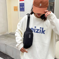 Corduroy Women's Waist Bag Canvas Shoulder Crossbody Bag