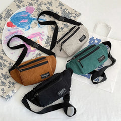 Corduroy Waist Bag Small Canvas Women's Shoulder Crossbody Fanny Pack