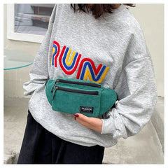 Corduroy Women's Waist Bag Small Canvas Shoulder Crossbody Fanny Pack