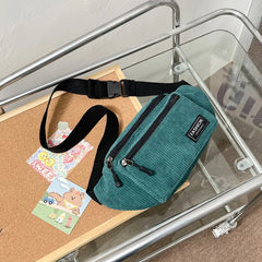 Corduroy Women's Waist Bag Small Canvas Crossbody Bag