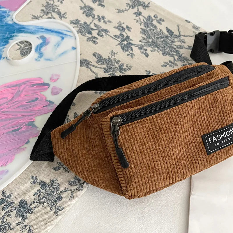 Corduroy Waist Bag Canvas Shoulder Crossbody