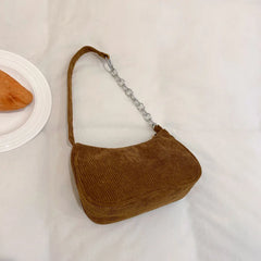 Corduroy Small Bag Retro Armpit Bag Chain Shoulder Bag