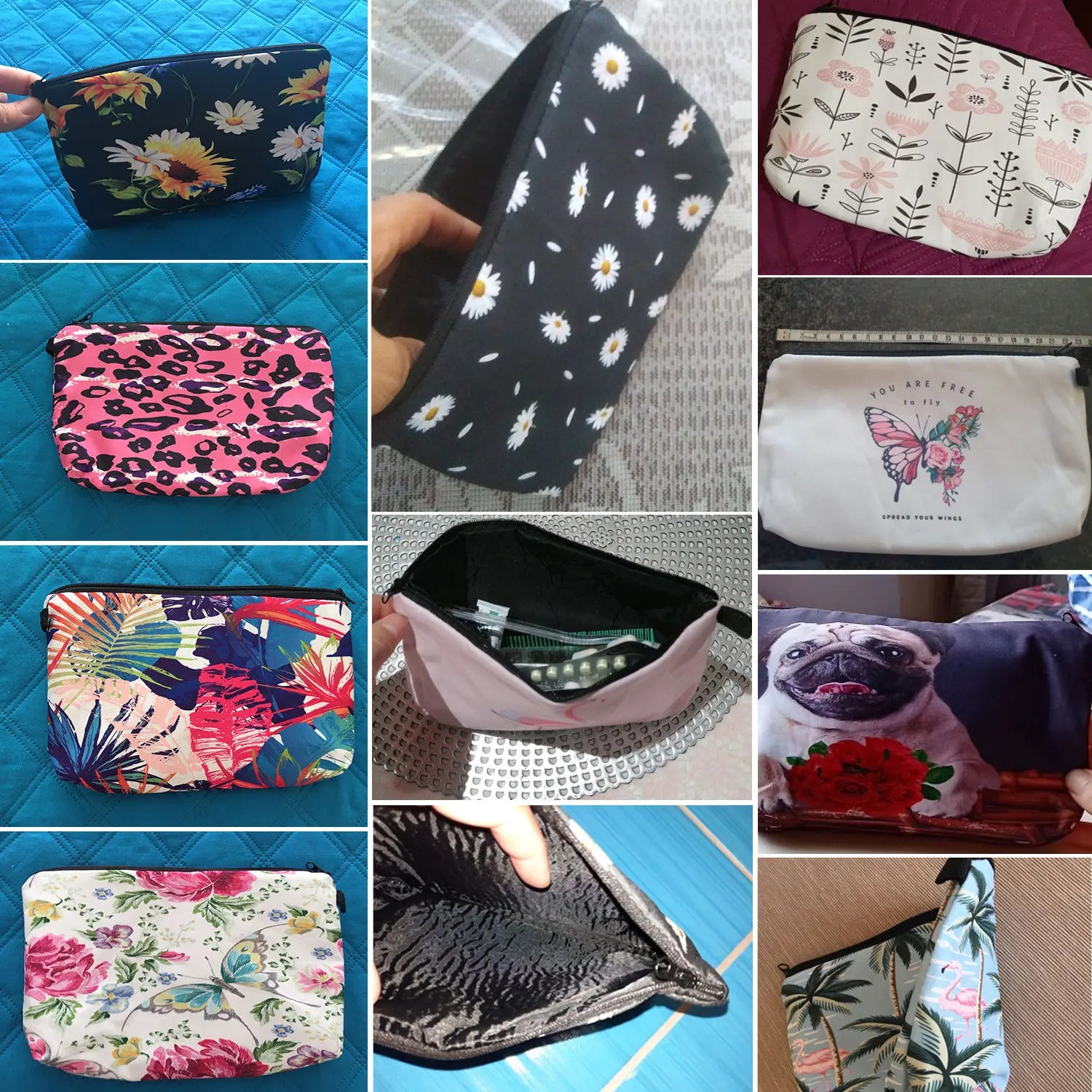 Chinese Style Crane Print Makeup Bag Women's Toiletry Kit Travel Gift