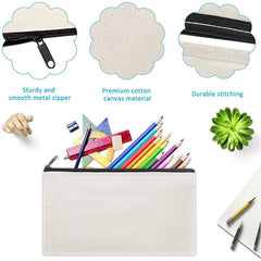 Cotton Canvas Cosmetic Bag with Zipper