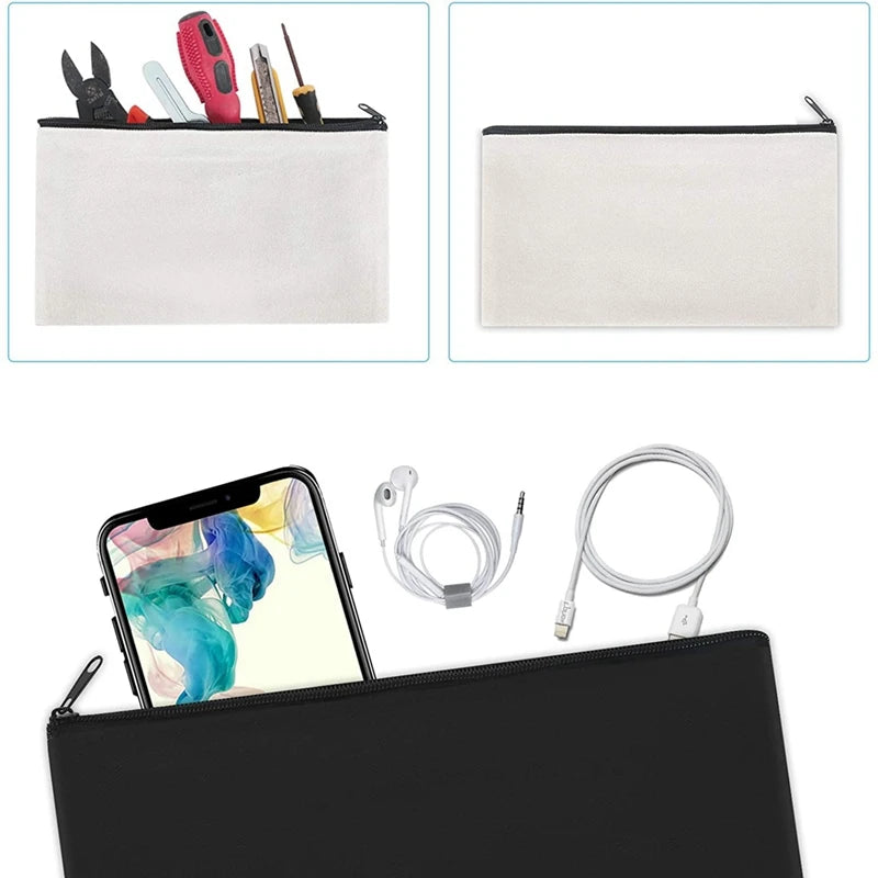 Cotton Canvas Cosmetic Bag with Zipper