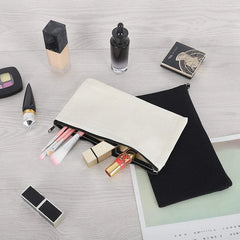 Cotton Canvas Cosmetic Bag with Zipper