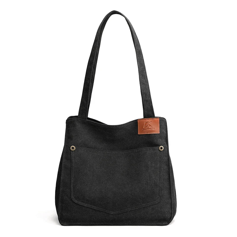 Cotton Canvas Women Bags Small Solid Lady Shoulder Handbag Casual Tote