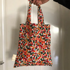 Retro Floral Women Handbags Casual Flower Eco Reusable Shopping Bags
