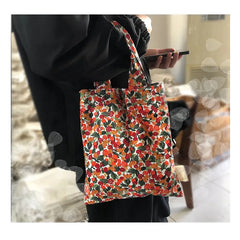 Retro Floral Women Handbags Casual Flower Eco Reusable Shopping Bags