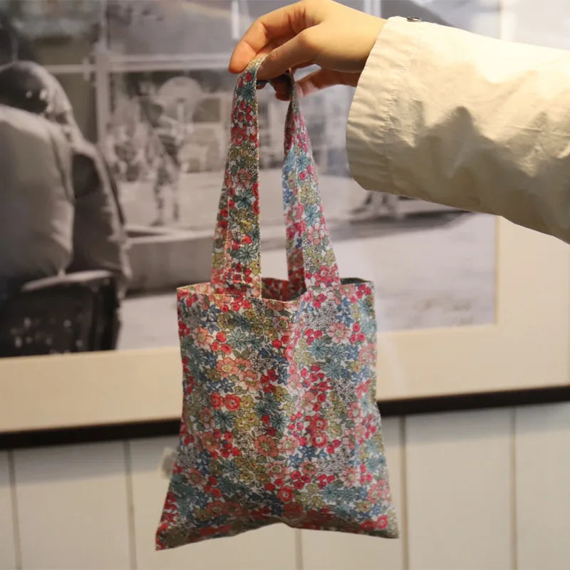 Retro Floral Women Handbags Casual Flower Eco Reusable Shopping Bags