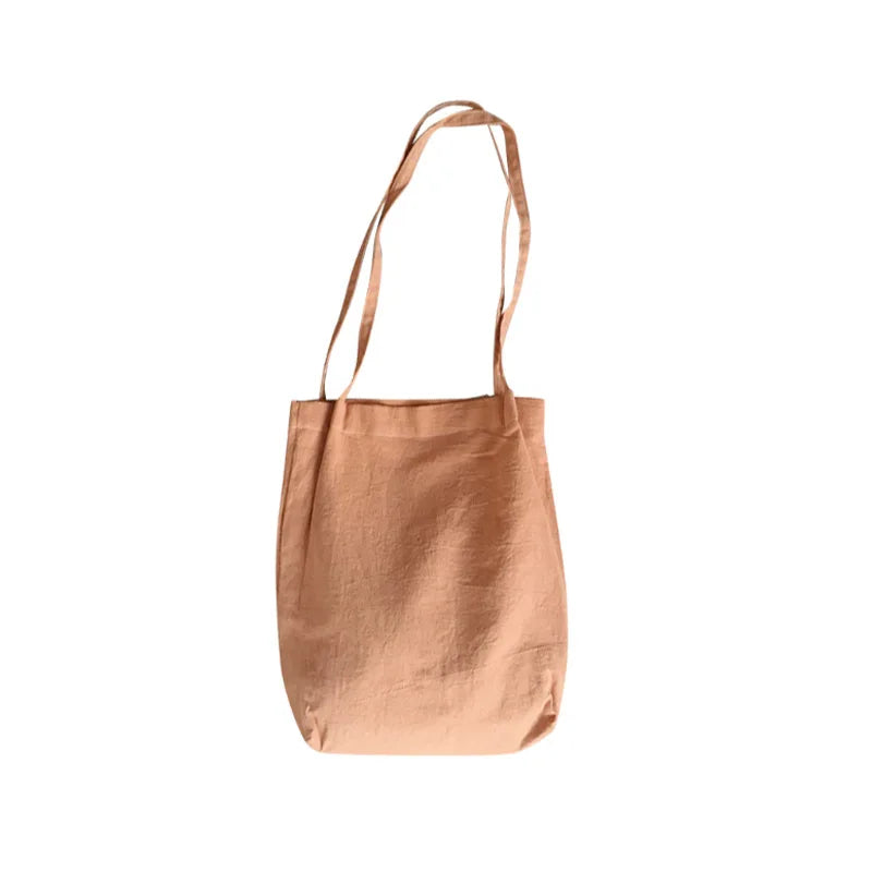 Cotton Linen Shoulder Straps Canvas Tote Bag Lightweight Shopping Messenger