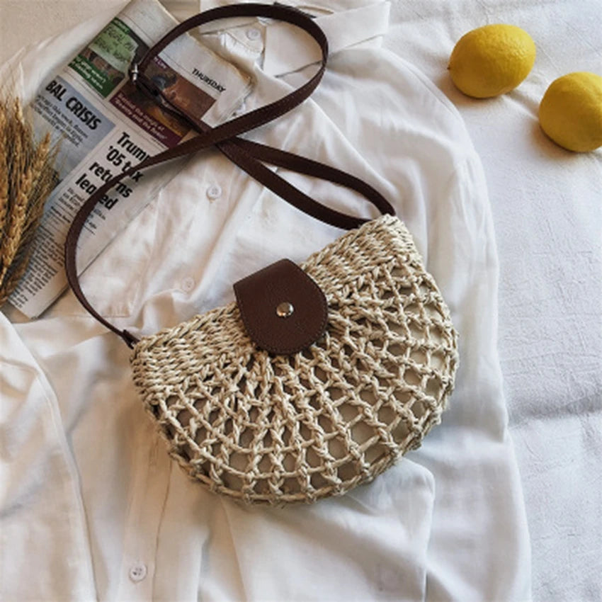 Summer Ladies Shoulder Bag Weaving Female Travel Shoulder Bag