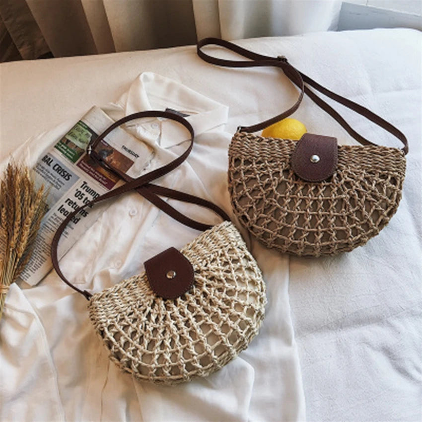 Summer Ladies Shoulder Bag Weaving Female Travel Shoulder Bag