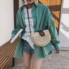 Summer Ladies Shoulder Bag Weaving Female Travel Shoulder Bag