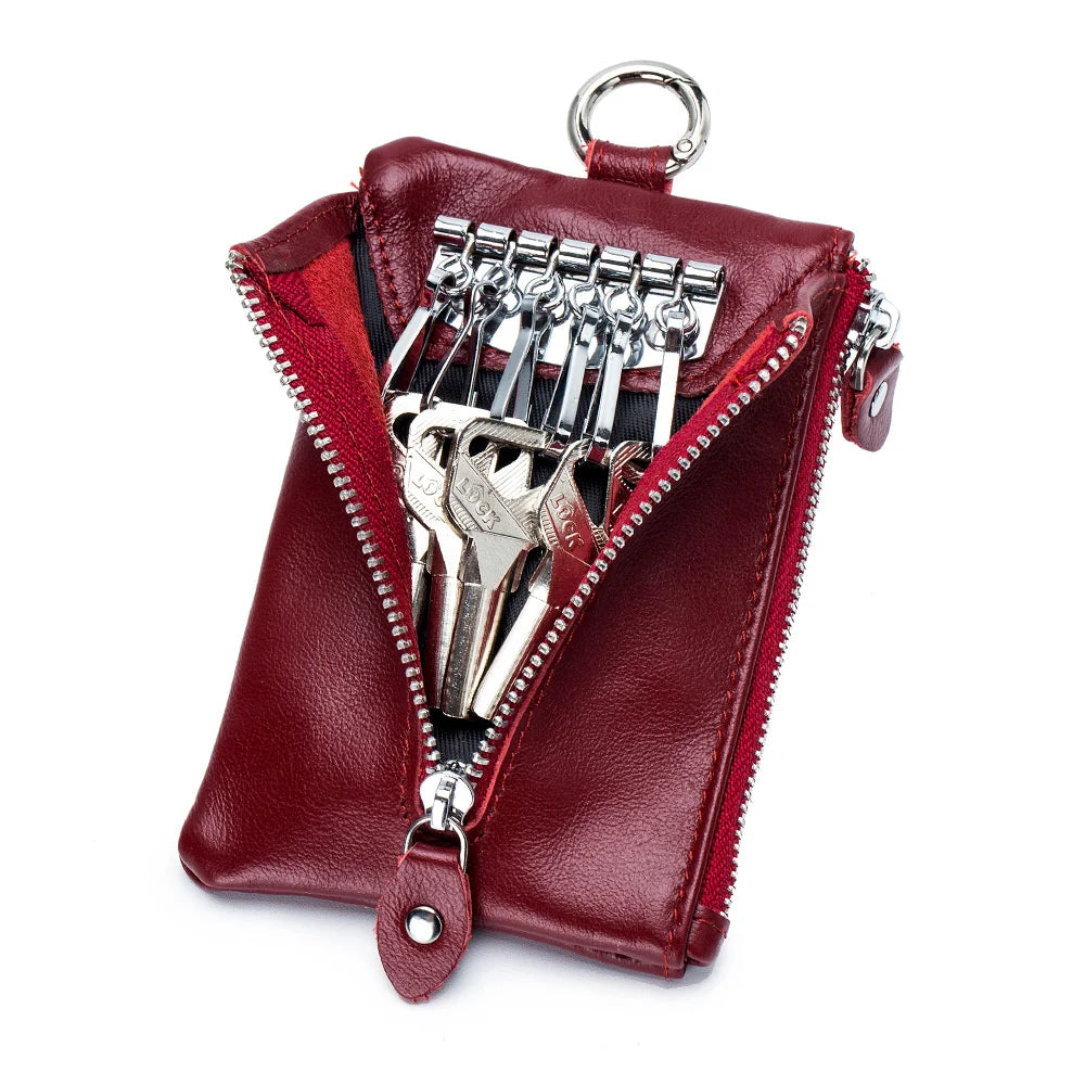 Cow Leather Key Holder Bag Organizer Car Key Case Pouch Wallet