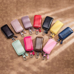 Cow Split Leather Key Holder House Keychain Bag Organizer