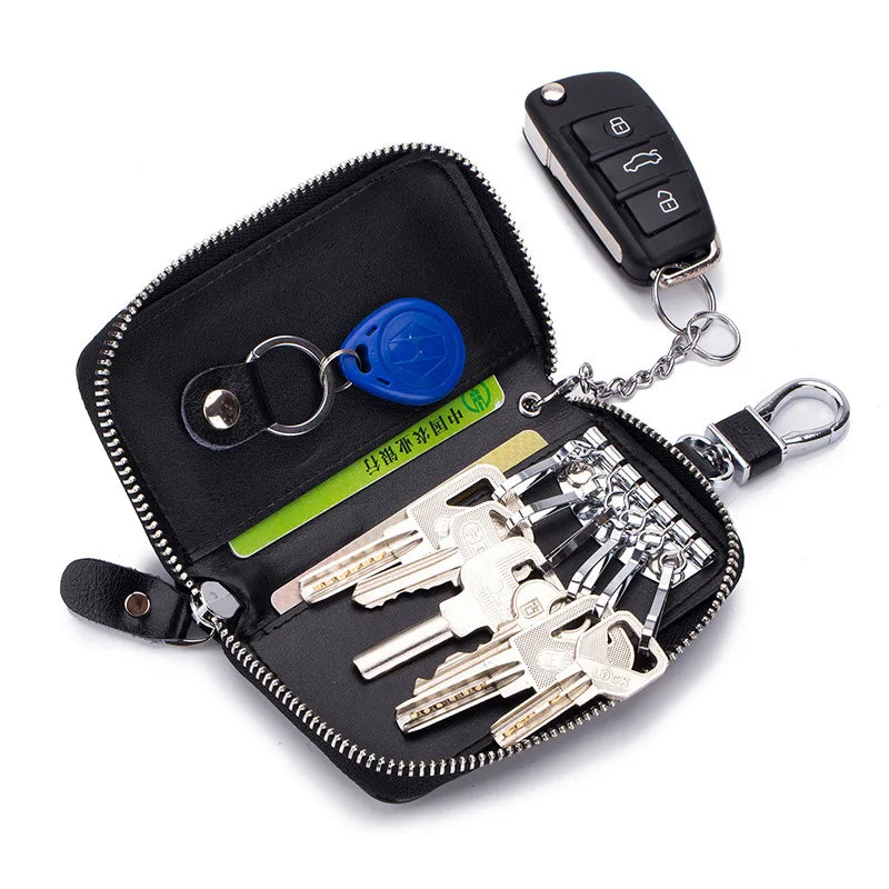 Cow Split Leather Key Holder Wallet Organizer Car Key Case Pouch