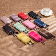 Cow Split Leather Key Holder Wallet Organizer Car Key Case Pouch
