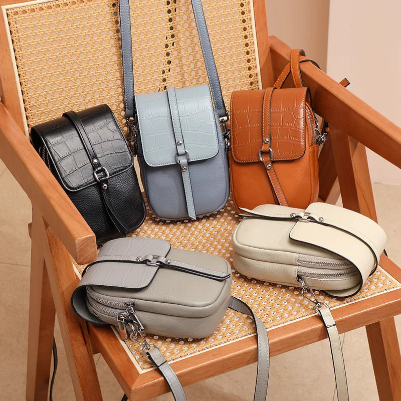 Cowhide Spring Women's Small Shoulder Bag Soft Leather Mobile Phone Bag