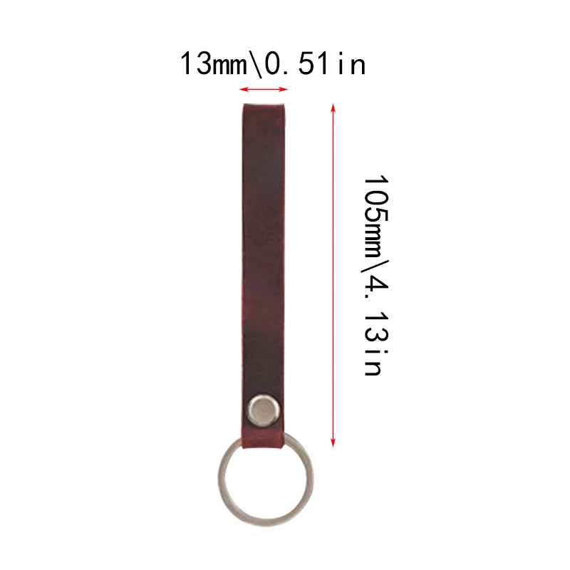 Cowhide Leather Keychain Pocket for Bag Car Keys Clip Ring DIY Gift