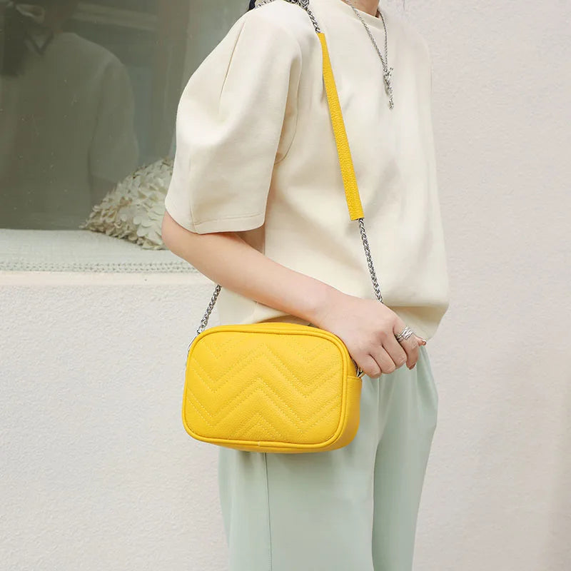 Cowhide Messenger Bags Small square bag Leather Women Handbags Women Bags