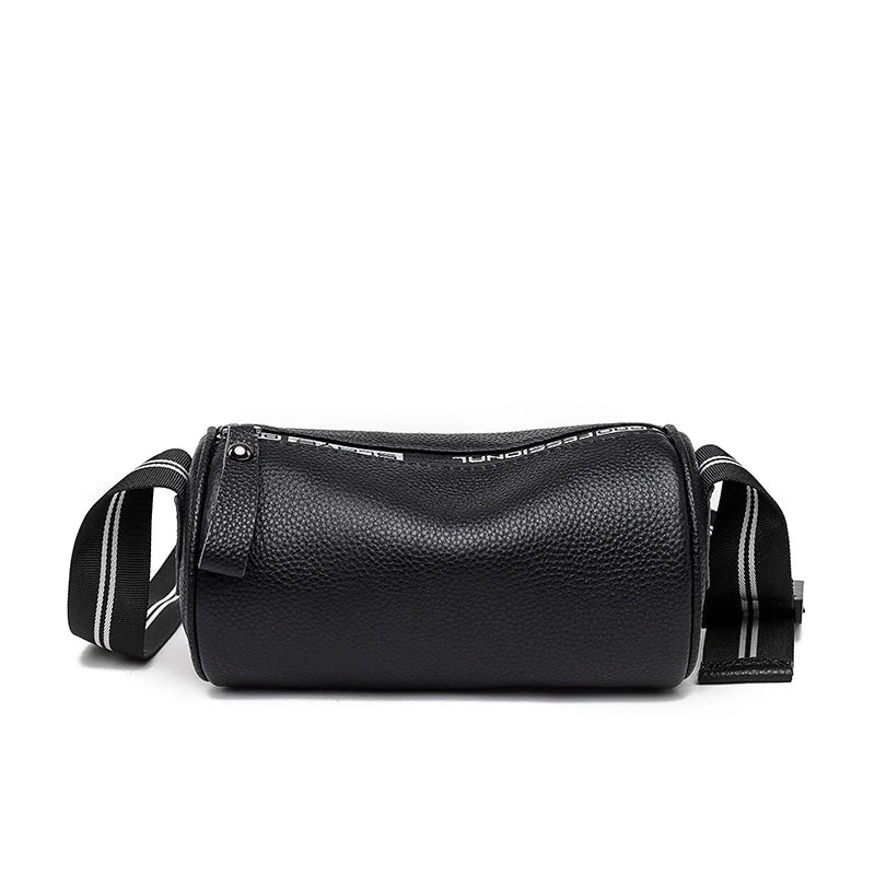 Vintage Leather Shoulder Bag Wide Belt Handbag Womens Messenger Bag