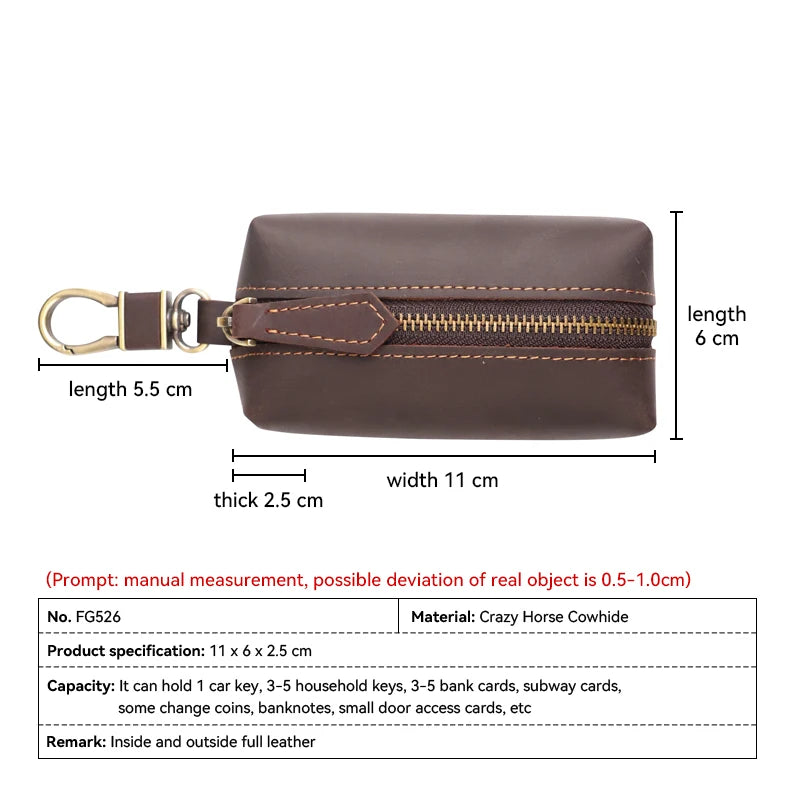 Crazy Horse Leather Key Soft Bag Smart Key Holder Key Wallet Men