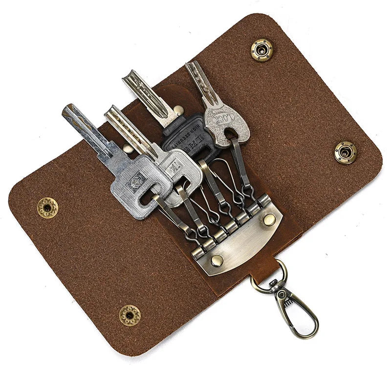 Vintage Leather Key Wallet for Men Women