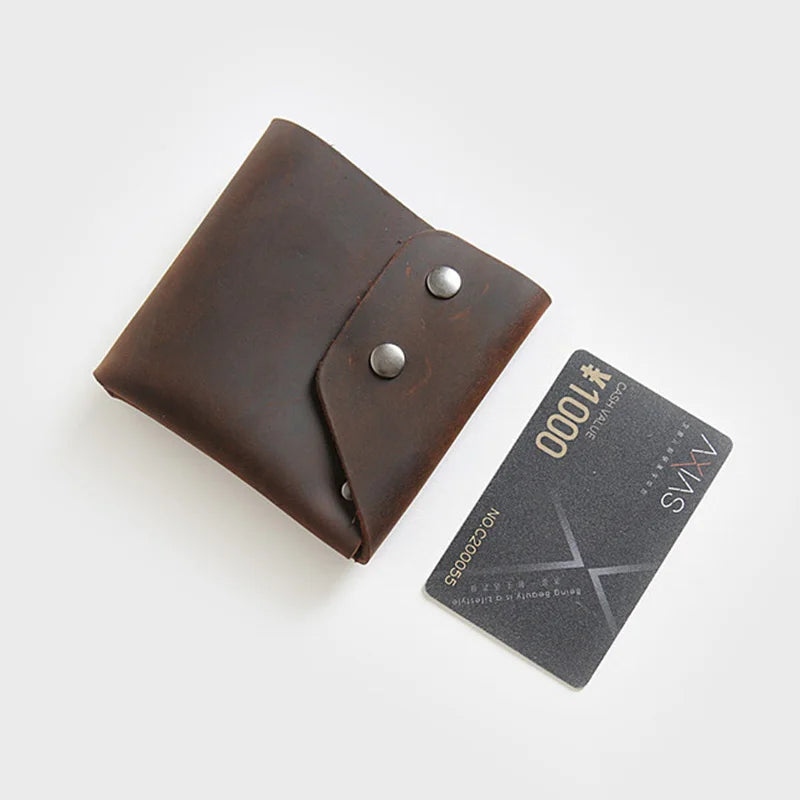 Crazy Horse Leather Men Wallet Vintage Male Purse Short Hasp Young Students Wall
