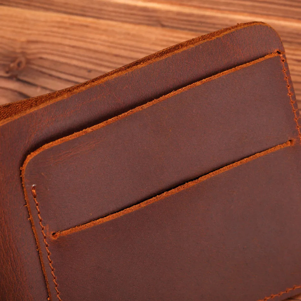 Crazy Horse Leather Men Wallets Top Cow Leather Minimalist Wallet