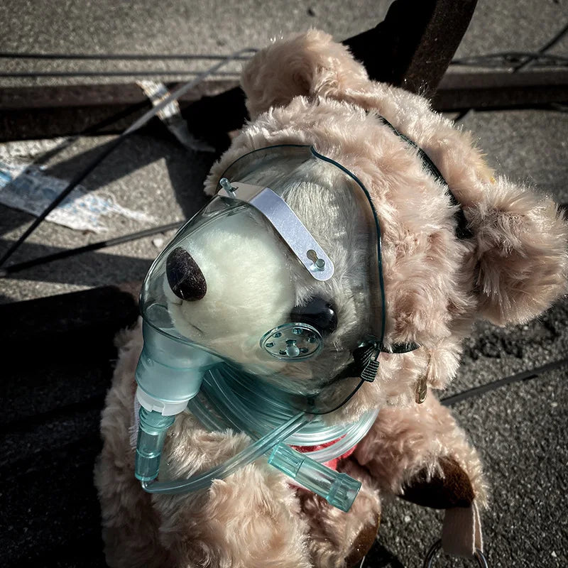 3D Injured Bear Plush Bag Women Crossbody Messenger Chain Purses Handbags