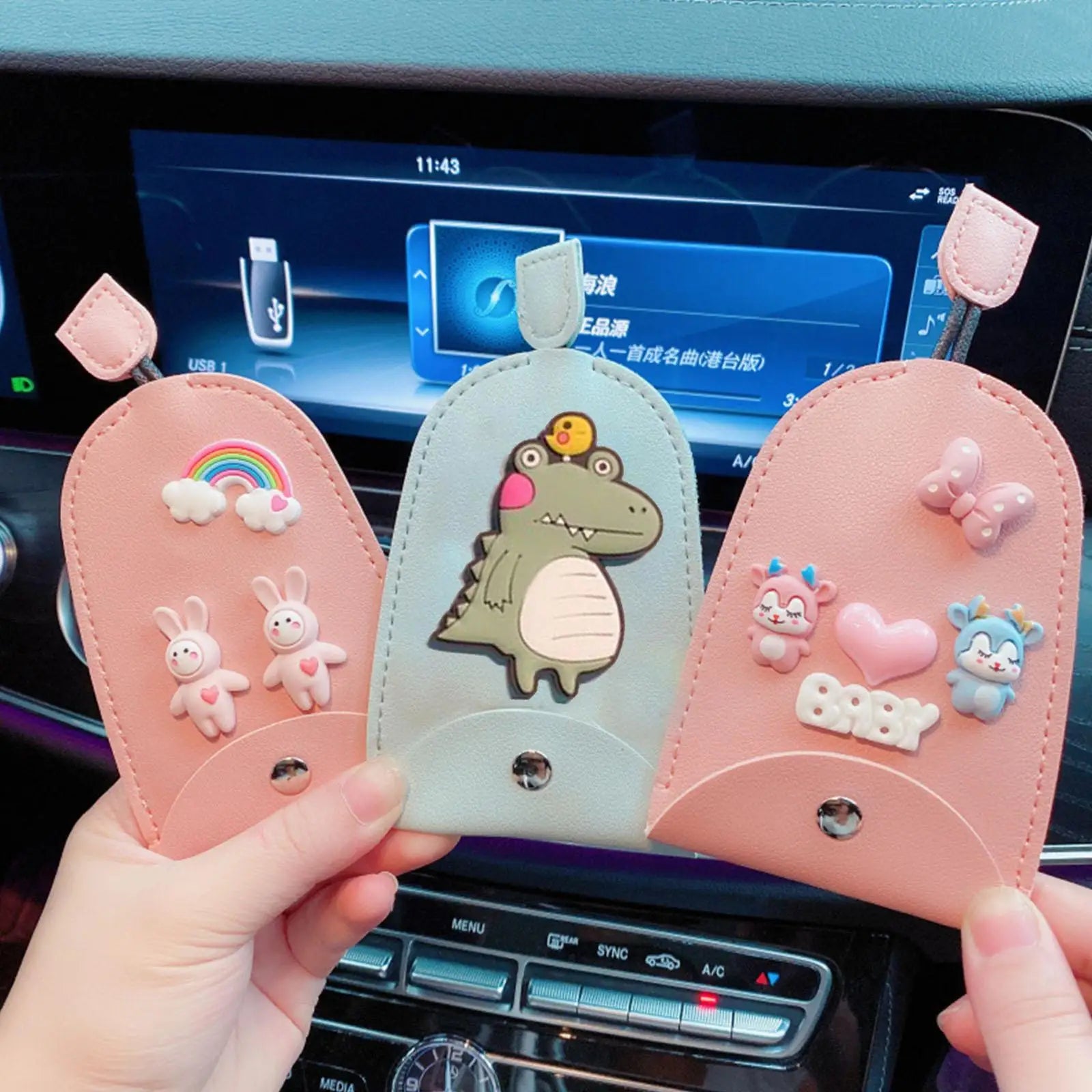Cartoon Key Bag PU Leather Key Wallet Holder Pouch I0Q3