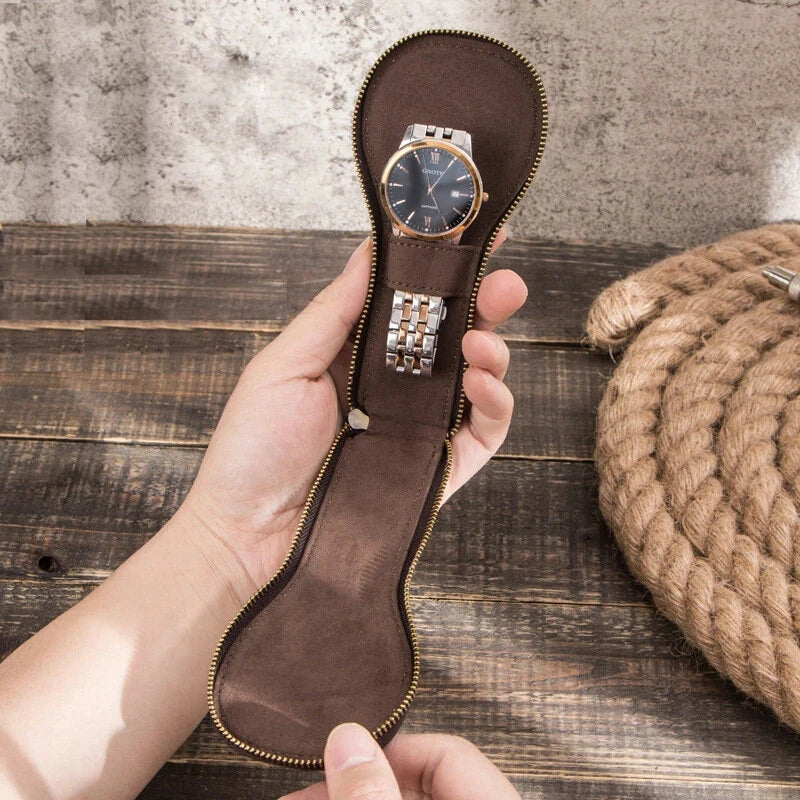 Vintage Leather Watch Bag for Men, Key Case Storage