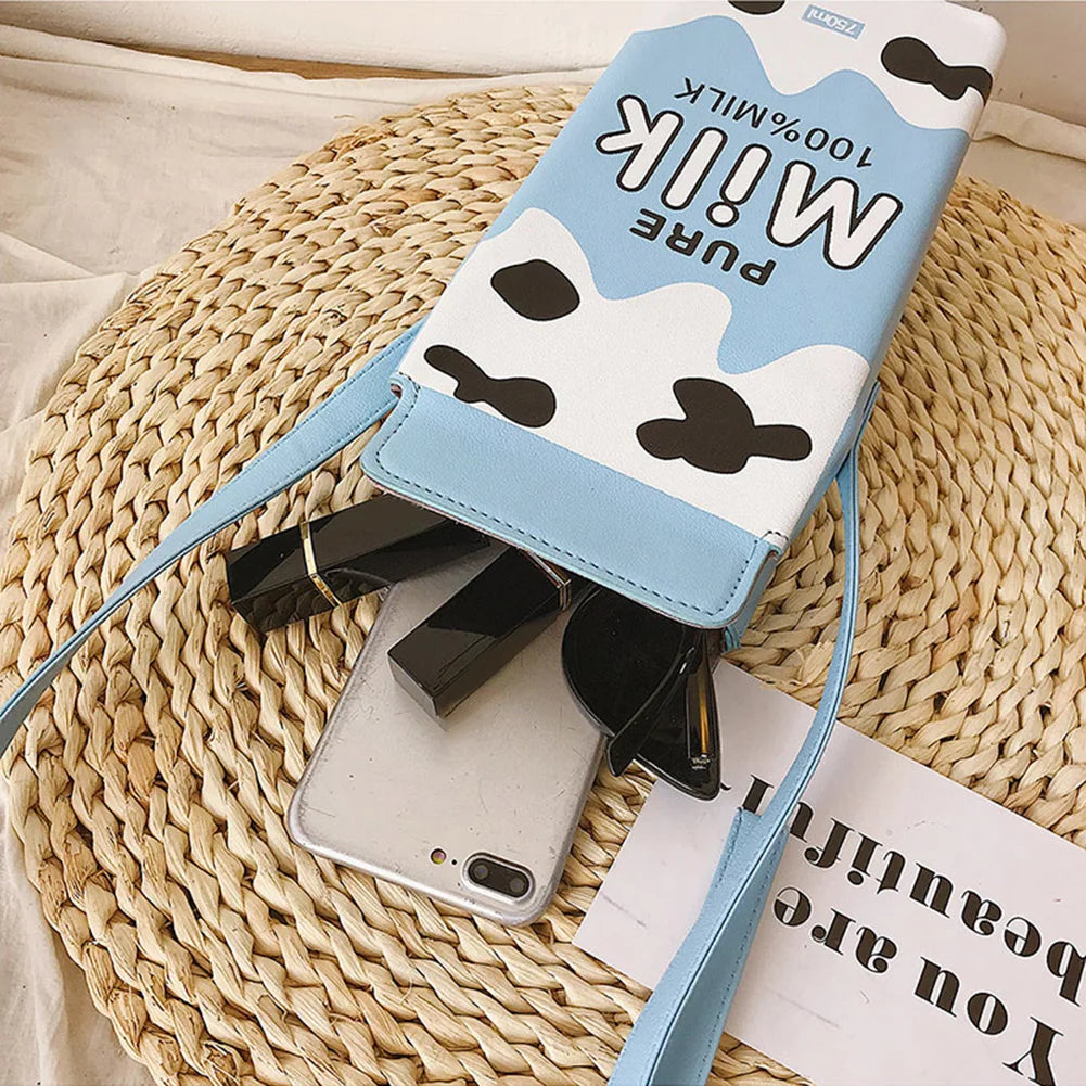 Cute Cartoon Banana Milk Box Crossbody Bag