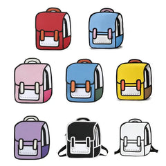 Creative Women 2D Drawing Backpack for Teen Girls
