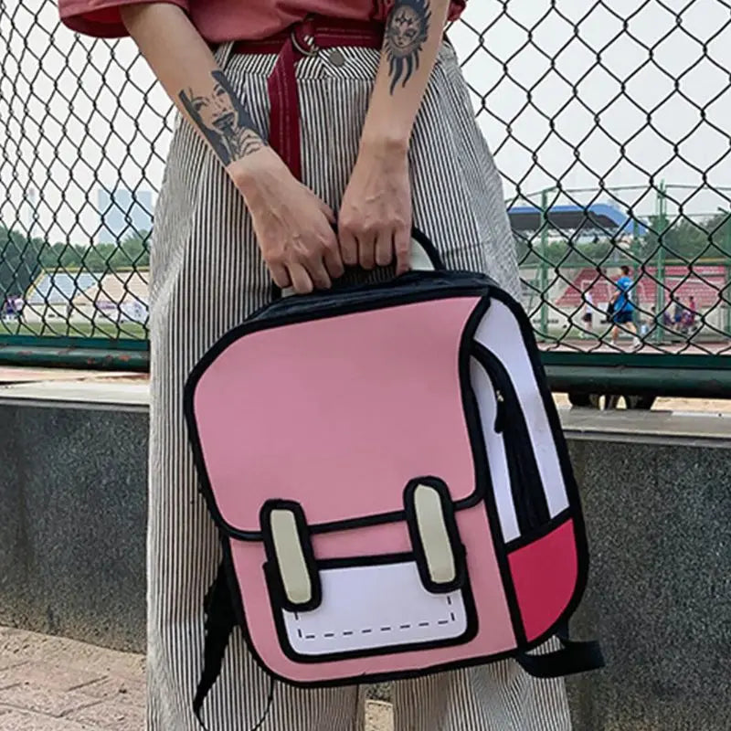 Creative Women 3D Drawing Backpack Cartoon School Bag