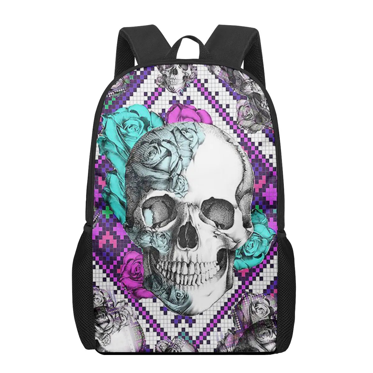 Creative Skull Print 16-Inch School Bag for Teens