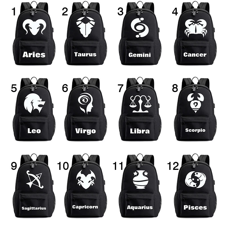 12 Constellation Canvas Backpack for Kids