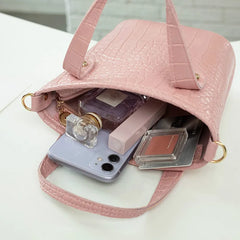Crocodile Crossbody Bag Women Shoulder Bag PU Leather Bucket Handbag